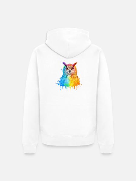 Eule Aquarell Illustration - Unisex Premium Bio Zip Hoodie - Weiß
