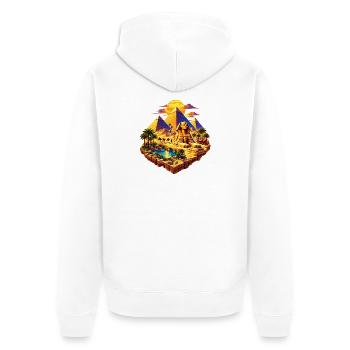 Gizeh Oase – Sphinx & Pyramiden - Unisex Premium Bio Zip Hoodie - Weiß - Hinten - Thijin (182cm)