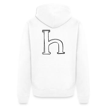 Kleinbuchstabe h handgezeichnet - Unisex Premium Bio Zip Hoodie - Weiß - Hinten - Thijin (182cm)