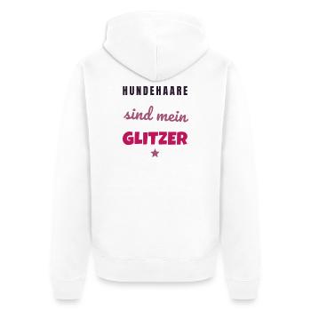 Hundehaare sind mein Glitzer Hunde Spruch - Unisex Premium Bio Zip Hoodie - Weiß - Hinten - Thijin (182cm)
