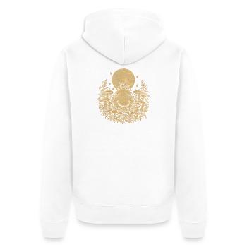 Die Kröte im Pilzring unter dem Vollmond - Unisex Premium Bio Zip Hoodie - Weiß - Hinten - Thijin (182cm)