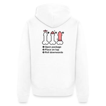 Condom Hand - Unisex Premium Bio Zip Hoodie - Weiß - Hinten - Thijin (182cm)