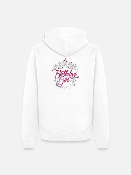 Birthday Girl Tiara Script - Unisex Premium Organic Zip Hoodie - white