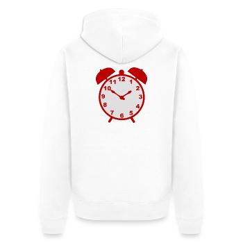 Classic alarm clock with red frame - Unisex Premium Organic Zip Hoodie - white - Back - Thijin (182cm)