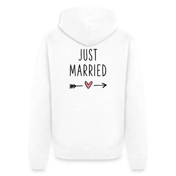 Coeur juste marié flèche amour lune de miel - Veste à capuche bio Premium Unisexe - blanc - Dos - Thijin (182cm)