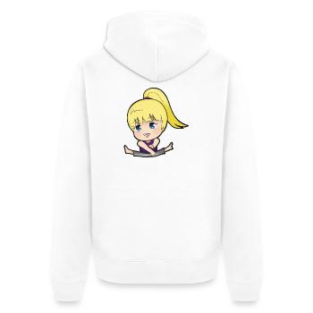 Chibi Anime Manga Splitkick - Unisex Premium Bio Zip Hoodie - Weiß - Hinten - Thijin (182cm)