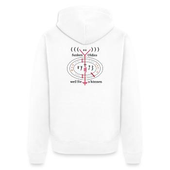 Amateurfunker, Oldies funken weil Sie`s können - Unisex Premium Bio Zip Hoodie - Weiß - Hinten - Thijin (182cm)