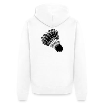 Badminton Federball Zeichnung - Unisex Premium Bio Zip Hoodie - Weiß - Hinten - Thijin (182cm)