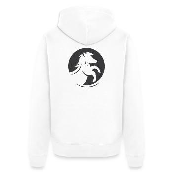 Pferd Symbol Logo icon Illustration Emblem Wappen - Unisex Premium Bio Zip Hoodie - Weiß - Hinten - Thijin (182cm)