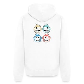 4 happy monkeys - Unisex Premium Organic Zip Hoodie - white - Back - Thijin (182cm)