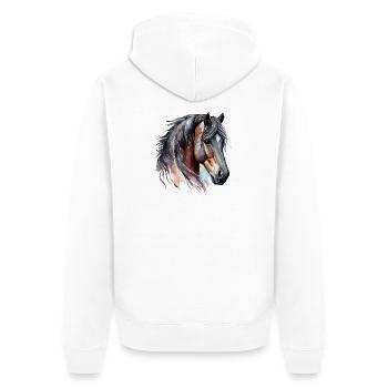 Watercolor portrait of a bay horse - Unisex Premium Organic Zip Hoodie - white - Back - Thijin (182cm)