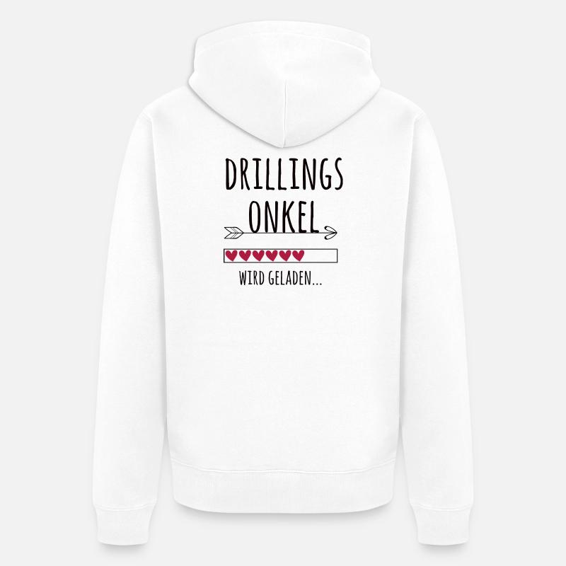 werdender Drillingsonkel Schwangerschaft Drillinge - Unisex Premium Bio Zip Hoodie - Weiß