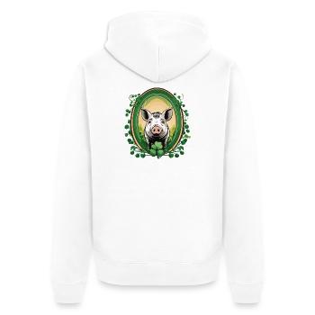 Cochon chanceux - Veste à capuche bio Premium Unisexe - blanc - Dos - Thijin (182cm)