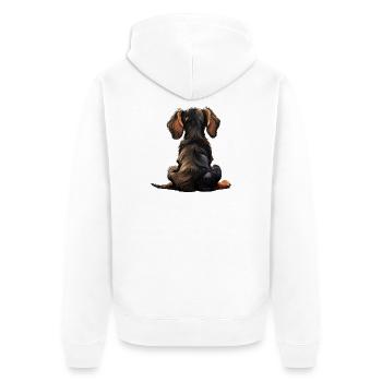 Dackel - Unisex Premium Bio Zip Hoodie - Weiß - Hinten - Thijin (182cm)