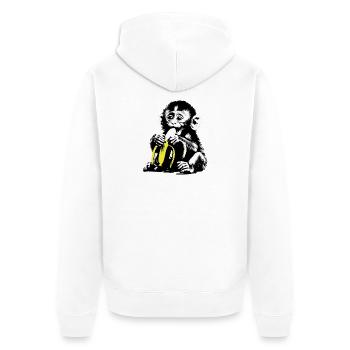 Motif de singe ludique avec banane - Veste à capuche bio Premium Unisexe - blanc - Dos - Thijin (182cm)