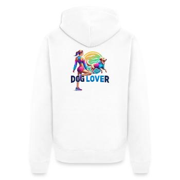 Conception de remise en forme vibrante d’amoureux des chiens - Veste à capuche bio Premium Unisexe - blanc - Dos - Thijin (182cm)