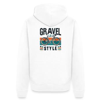 Rustic Bicycle Adventure Gravel Bike Style - Unisex Premium Organic Zip Hoodie - white - Back - Thijin (182cm)