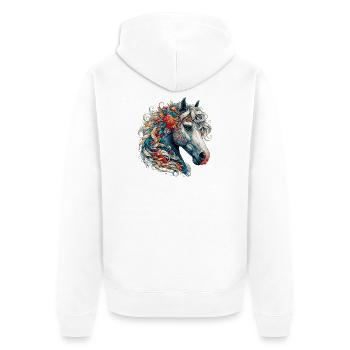 Cheval - Veste à capuche bio Premium Unisexe - blanc - Dos - Thijin (182cm)