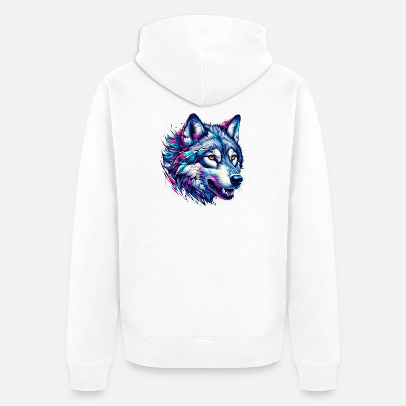 Loup - Veste à capuche bio Premium Unisexe - blanc