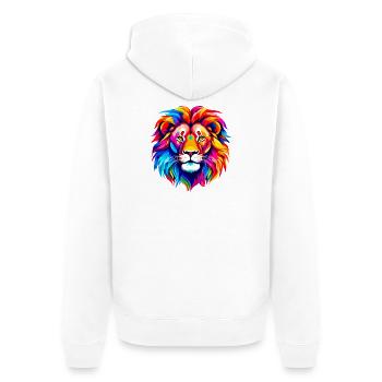 Colorful Lion - Unisex Premium Organic Zip Hoodie - white - Back - Thijin (182cm)