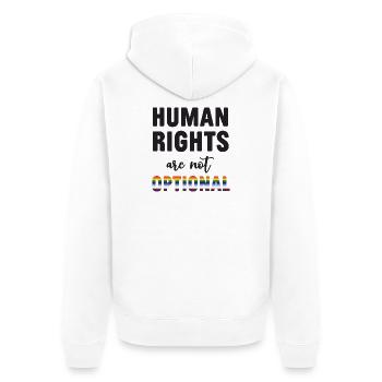 LGBT Pride Month - Menschenrechte sind nicht optional - Unisex Premium Bio Zip Hoodie - Weiß - Hinten - Thijin (182cm)