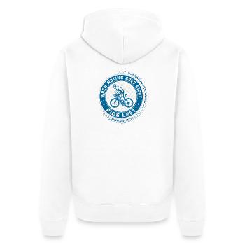 Ride Left Radsport Emblem Fahrrad Spruch - Unisex Premium Bio Zip Hoodie - Weiß - Hinten - Thijin (182cm)
