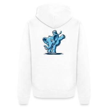 éléphant de dessin animé bleu faisant le poirier - Veste à capuche bio Premium Unisexe - blanc - Dos - Thijin (182cm)