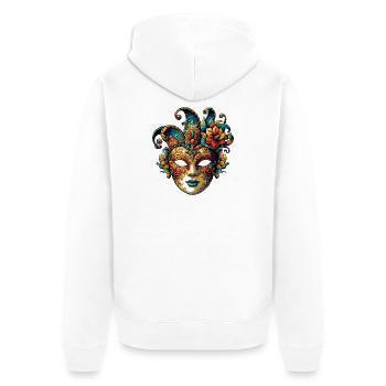 Karnevalsmaske in Venedig - Unisex Premium Bio Zip Hoodie - Weiß - Hinten - Thijin (182cm)