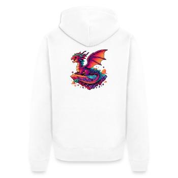 Dragon - Unisex Premium Organic Zip Hoodie - white - Back - Thijin (182cm)
