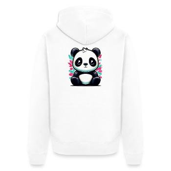 Panda - Unisex Premium Bio Zip Hoodie - Weiß - Hinten - Thijin (182cm)