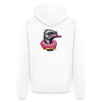 drôle de festin pour les yeux - Oiseau autruche avec beignet - Veste à capuche bio Premium Unisexe - blanc - Dos - Thijin (182cm)