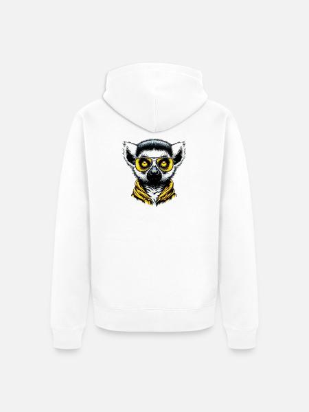 Lemur with Sunglasses - Unisex Premium Organic Zip Hoodie - white