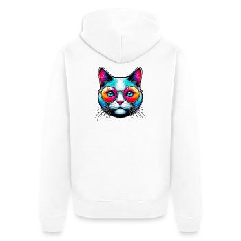 Chat avec des lunettes de soleil - Veste à capuche bio Premium Unisexe - blanc - Dos - Thijin (182cm)