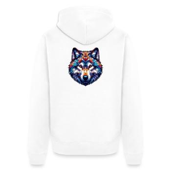 Wolf - Unisex Premium Organic Zip Hoodie - white - Back - Thijin (182cm)
