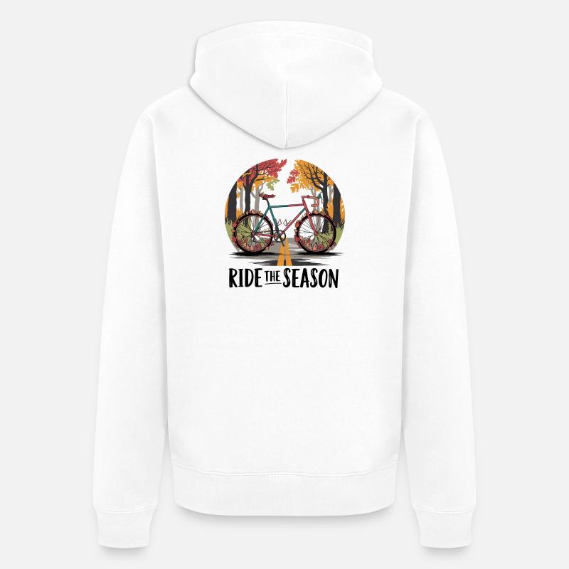 Scène de route cyclable d’automne - Veste à capuche bio Premium Unisexe - blanc