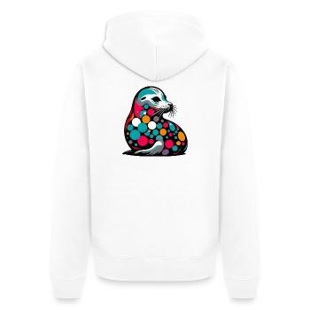 Seal - Unisex Premium Organic Zip Hoodie - white - Back - Thijin (182cm)