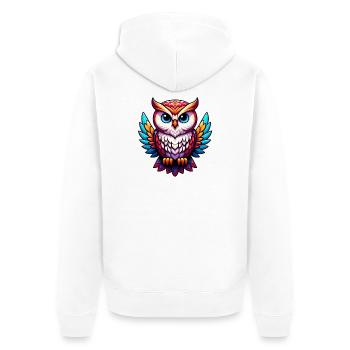Owl - Unisex Premium Organic Zip Hoodie - white - Back - Thijin (182cm)