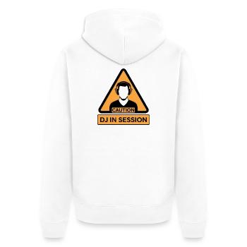 Caution DJ In Session - Unisex Premium Organic Zip Hoodie - white - Back - Thijin (182cm)