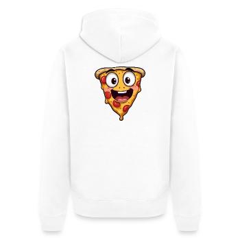 Happy Pizza Face Lustige Kunst - Unisex Premium Bio Zip Hoodie - Weiß - Hinten - Thijin (182cm)
