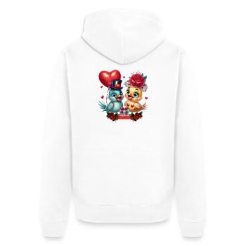 Herzballon und Rosenmagie - Unisex Premium Bio Zip Hoodie - Weiß - Hinten - Thijin (182cm)