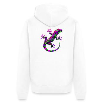 Gecko - Unisex Premium Bio Zip Hoodie - Weiß - Hinten - Thijin (182cm)