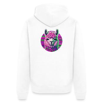 Alpaka - Unisex Premium Bio Zip Hoodie - Weiß - Hinten - Thijin (182cm)