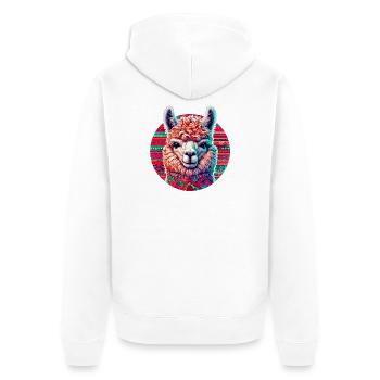 Alpaka - Unisex Premium Bio Zip Hoodie - Weiß - Hinten - Thijin (182cm)