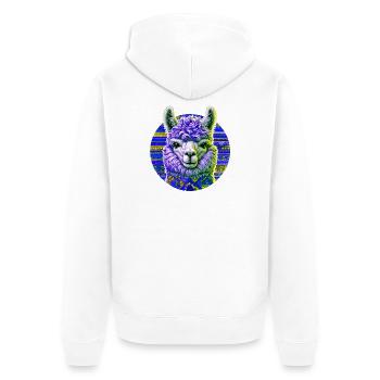 Alpaca - Unisex Premium Organic Zip Hoodie - white - Back - Thijin (182cm)