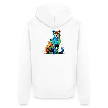 Cheetah - Unisex Premium Organic Zip Hoodie - white - Back - Thijin (182cm)
