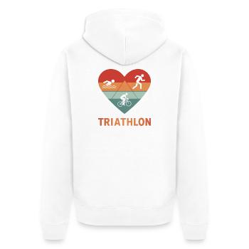 I love Triathlon gift for a triathlete - Unisex Premium Organic Zip Hoodie - white - Back - Thijin (182cm)
