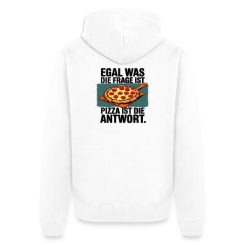 Pizza ist die Antwort - Unisex Premium Bio Zip Hoodie - Weiß - Hinten - Thijin (182cm)