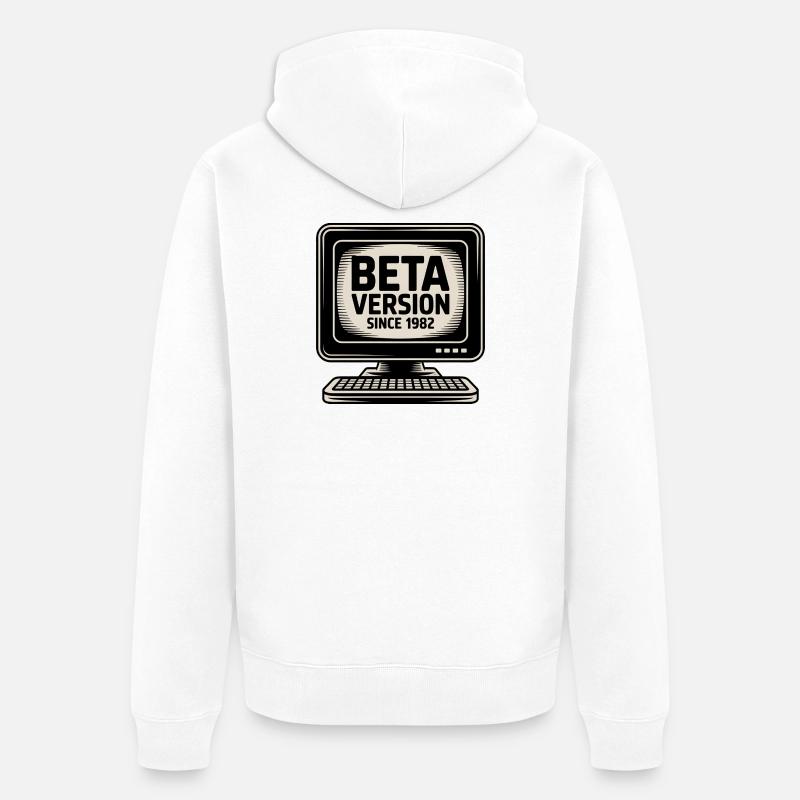 Retro Computer Beta Version Design - Unisex Premium Bio Zip Hoodie - Weiß