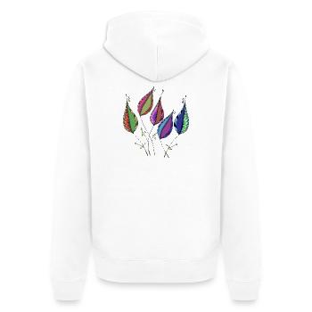 leaves - Unisex Premium Organic Zip Hoodie - white - Back - Thijin (182cm)