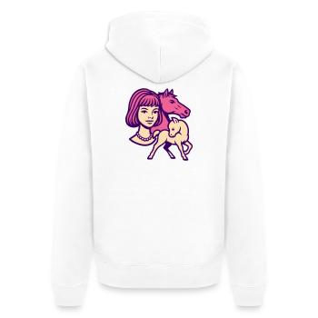 Fille Cheval Pop Art Rose - Veste à capuche bio Premium Unisexe - blanc - Dos - Thijin (182cm)